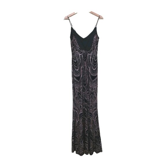 Jump Apparel Maxi Dress Womens 7/8 Black Pink Glitter Lined Cocktail Prom Whimsi - Picture 2 of 16